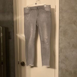 Kut ankle skinny, torn, jeans, and frayed on the edge